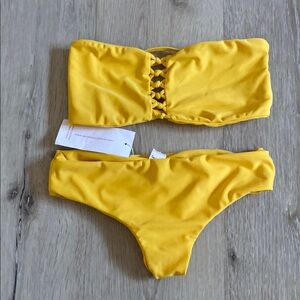 Yellow Bandeau Bikini Set